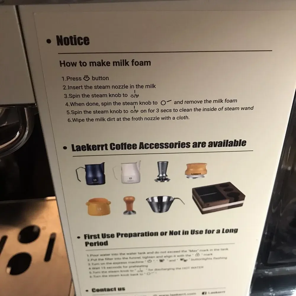 Laekerrt Espresso Machine 20 Bar Coffee Maker CMEP02 with Commercial Milk Frothe